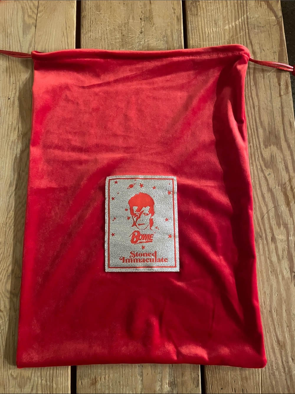 Two Stoned Immaculate Red Velvet Drawstring Travel Bag